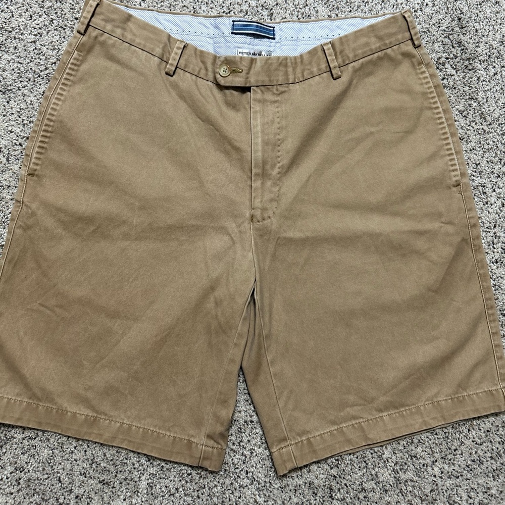 Peter Millar Winston Washed Twill Khaki Shorts Size 35